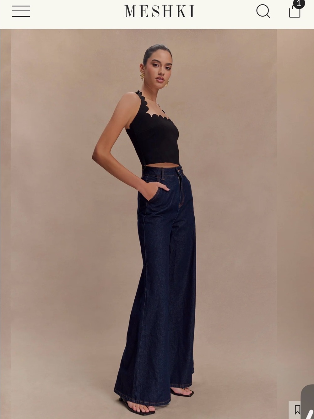 Meshki Dark Indigo High-Rise Wide Leg Jeans